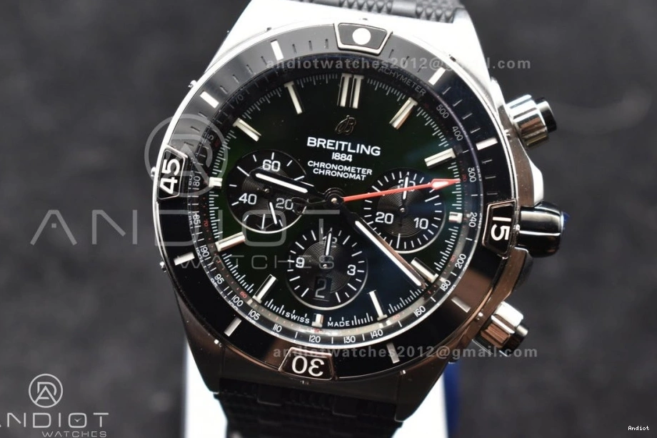 Bracelet Chronomat 536 1:1 Robber BLSF A TravelReady B01 Best Edition SS Green On 44mm Dial 0720